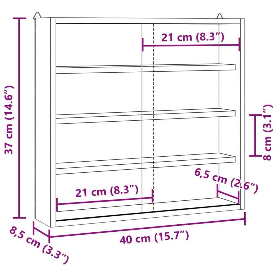 Wandkast met deuren 40x8,5x37 cm