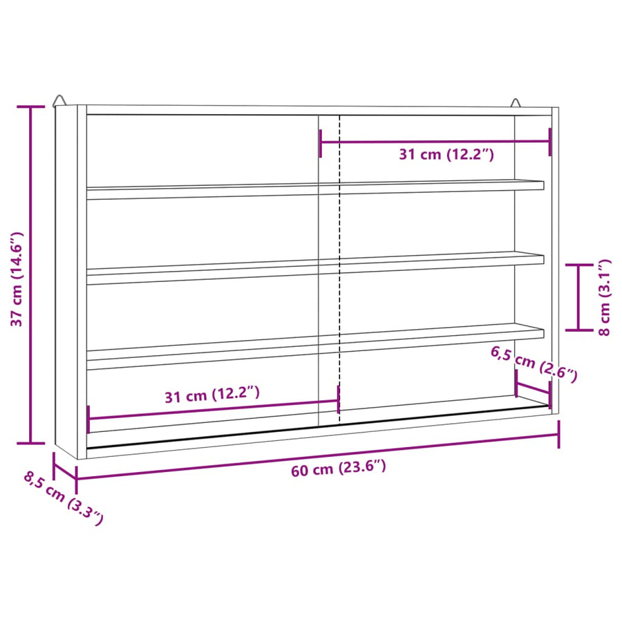 Wandkast met deuren 60x8,5x37 cm