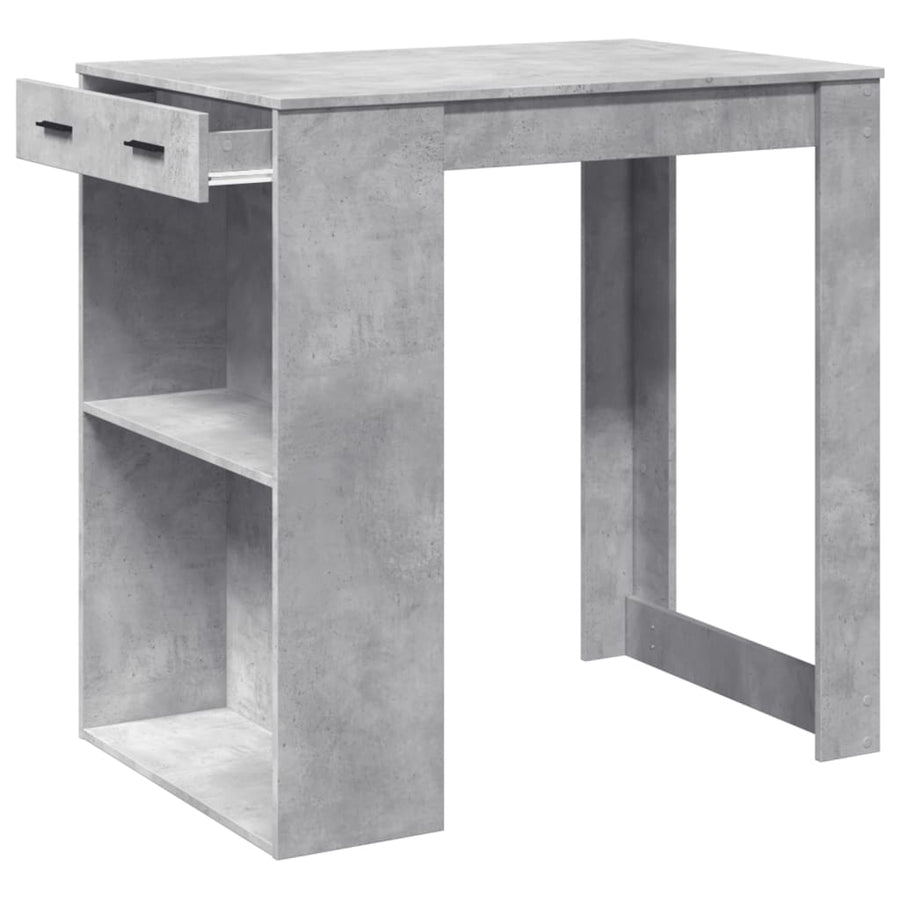 Bartafel 102x70x103,5 cm bewerkt hout betongrijs