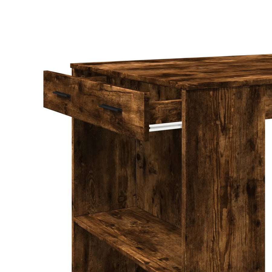 Bartafel 102x70x103,5 cm bewerkt hout gerookt eikenkleurig