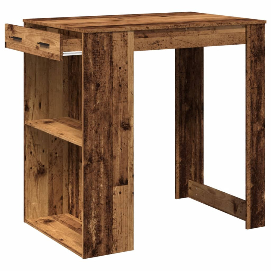 Bartafel 102x70x103,5 cm bewerkt hout oud houtkleurig