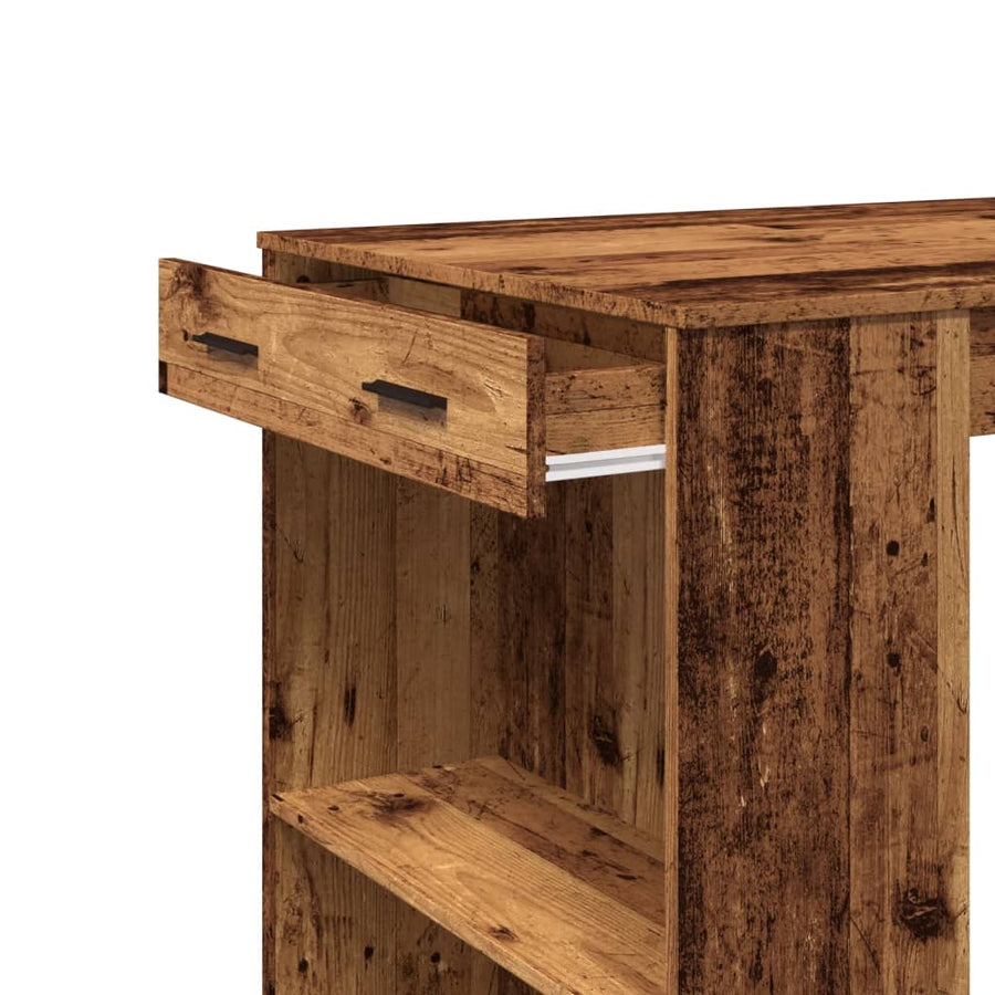 Bartafel 102x70x103,5 cm bewerkt hout oud houtkleurig