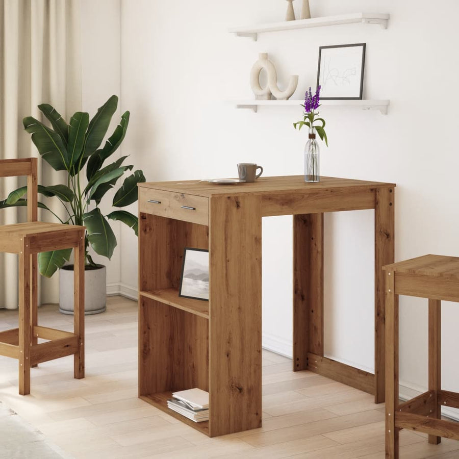 Bartafel 102x70x103,5 cm bewerkt hout artisanaal eikenkleurig