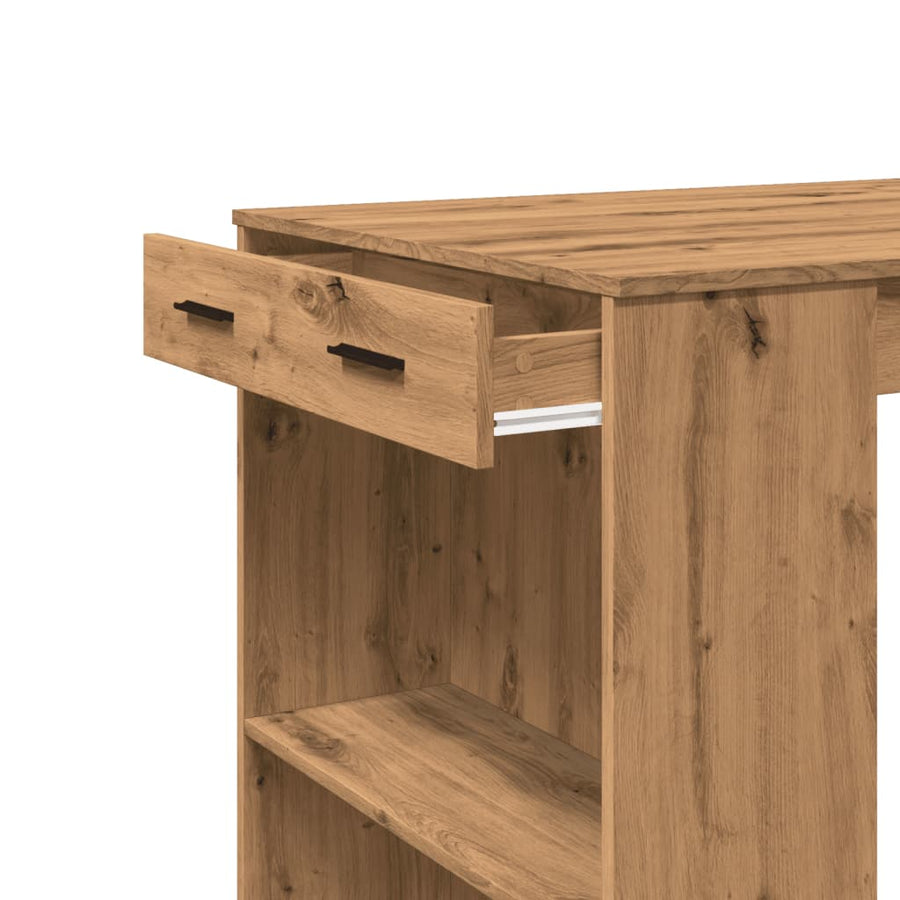 Bartafel 102x70x103,5 cm bewerkt hout artisanaal eikenkleurig