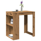 Bar table 102x70x103.5 cm treated wood artisanal oak look