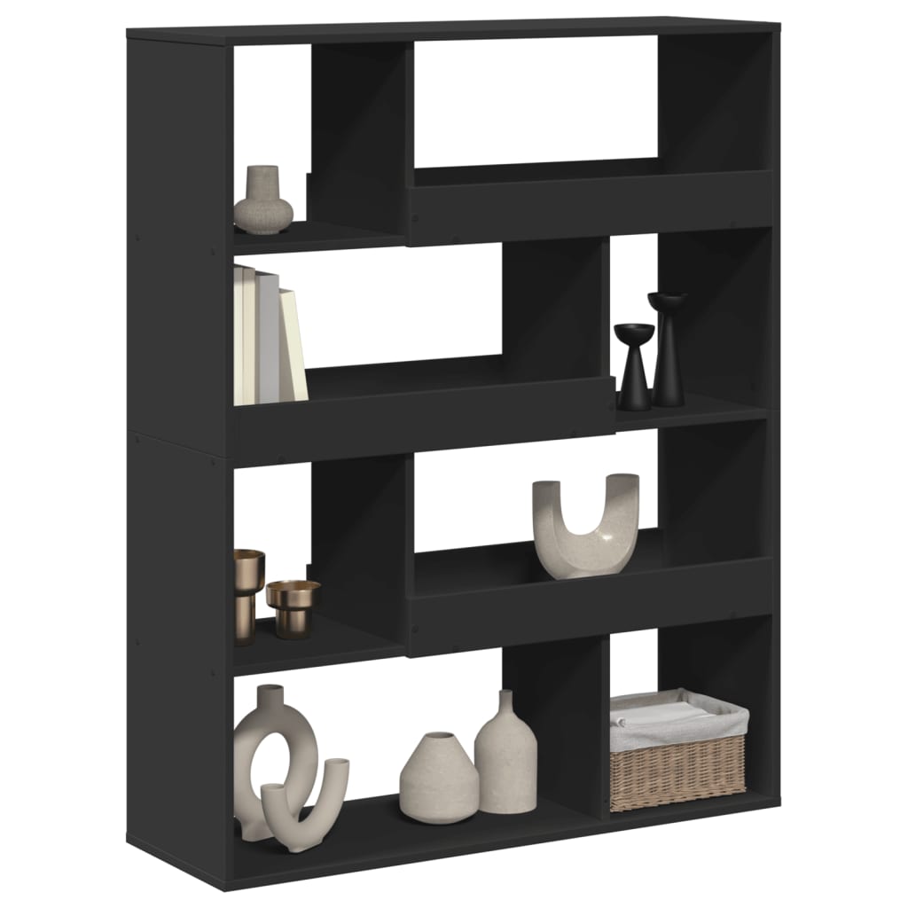 Boekenkast 100x33x125,5 cm bewerkt hout zwart