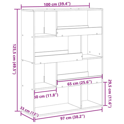 Boekenkast 100x33x125,5 cm bewerkt hout betongrijs