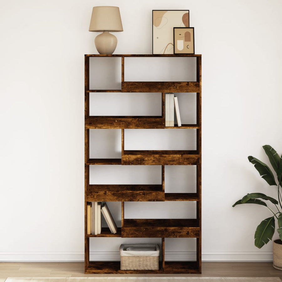 Boekenkast 100x33x187,5 cm bewerkt hout gerookt eikenkleurig