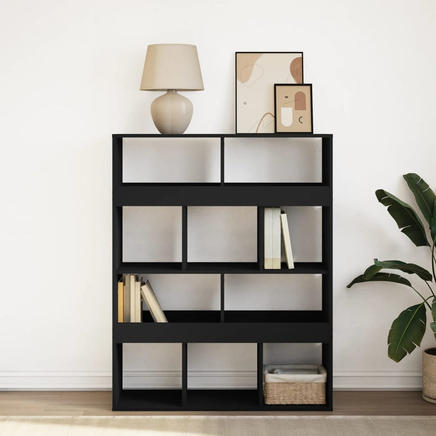 Boekenkast 100x33x125,5 cm bewerkt hout zwart