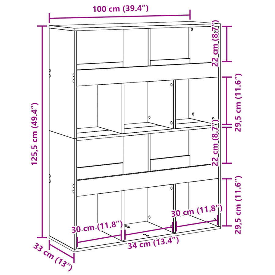 Boekenkast 100x33x125,5 cm bewerkt hout zwart