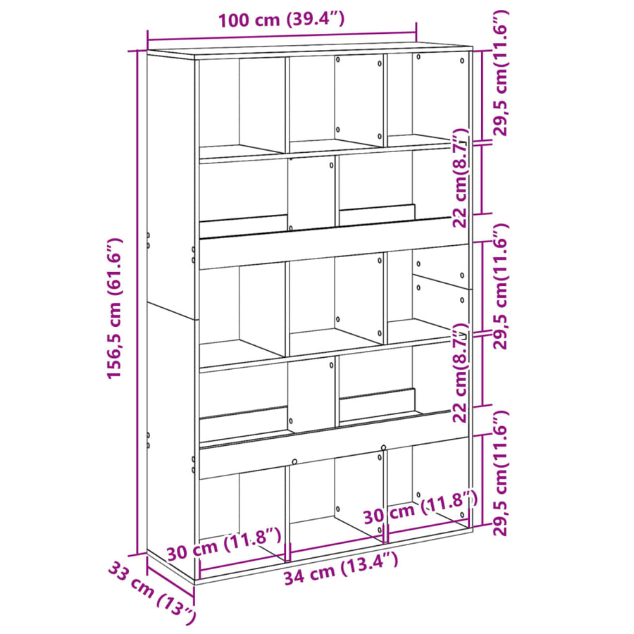 Boekenkast 100x33x156,5 cm bewerkt hout zwart