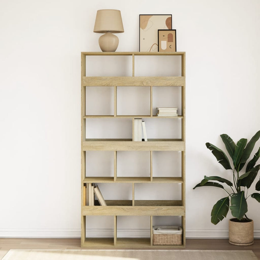 Boekenkast 100x33x187,5 cm bewerkt hout sonoma eikenkleurig