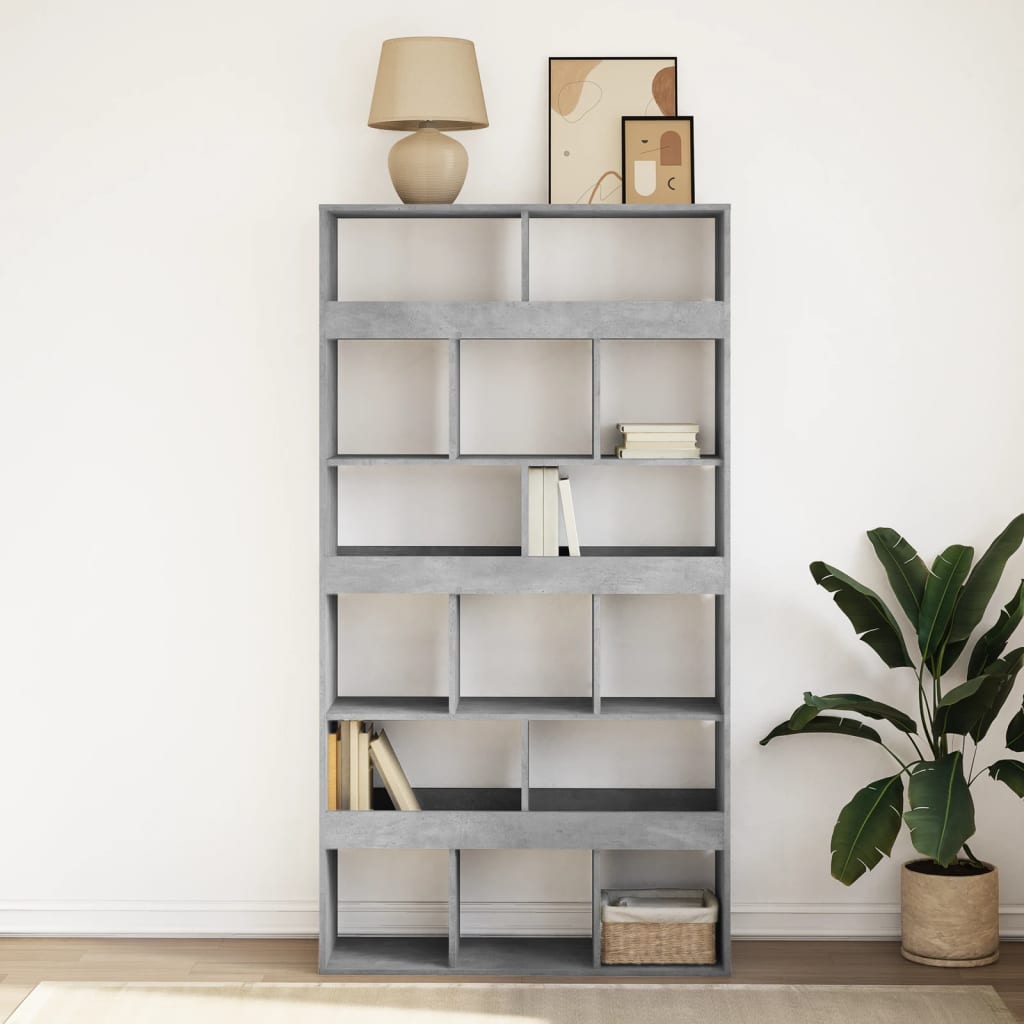 Boekenkast 100x33x187,5 cm bewerkt hout betongrijs