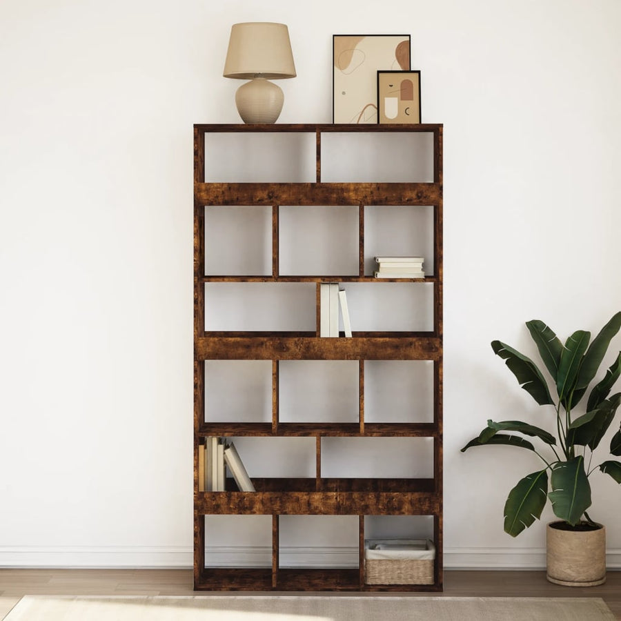 Boekenkast 100x33x187,5 cm bewerkt hout gerookt eikenkleurig