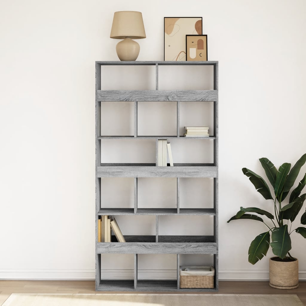 Boekenkast 100x33x187,5 cm bewerkt hout grijs sonoma eikenkleur