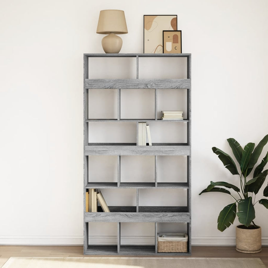 Boekenkast 100x33x187,5 cm bewerkt hout grijs sonoma eikenkleur