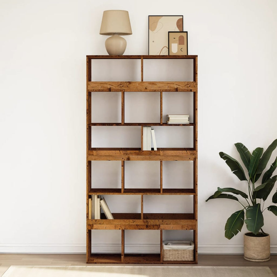 Boekenkast 100x33x187,5 cm bewerkt hout oud houtkleurig