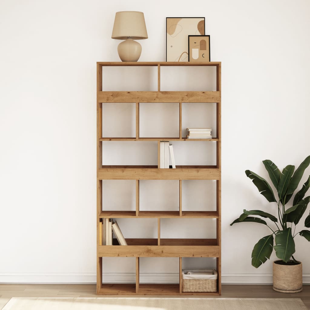 Boekenkast 100x33x187,5 cm bewerkt hout artisanaal eikenkleurig