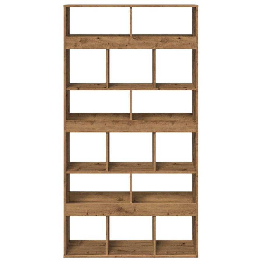 Boekenkast 100x33x187,5 cm bewerkt hout artisanaal eikenkleurig
