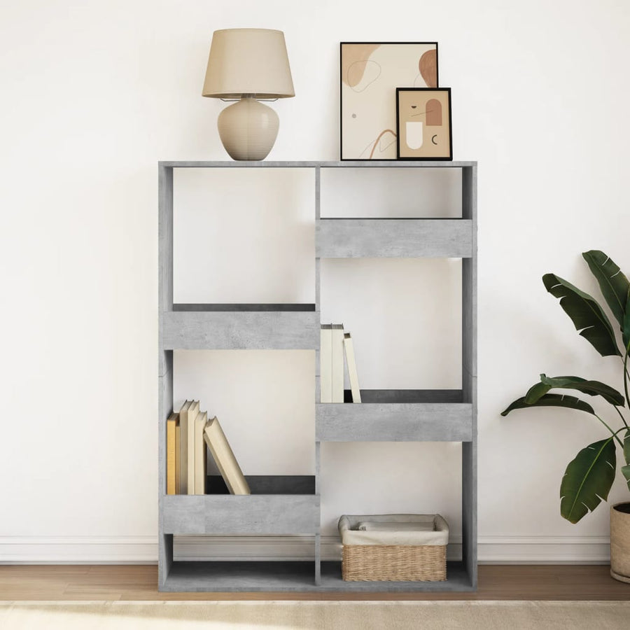 Boekenkast 100x33x135 cm bewerkt hout betongrijs
