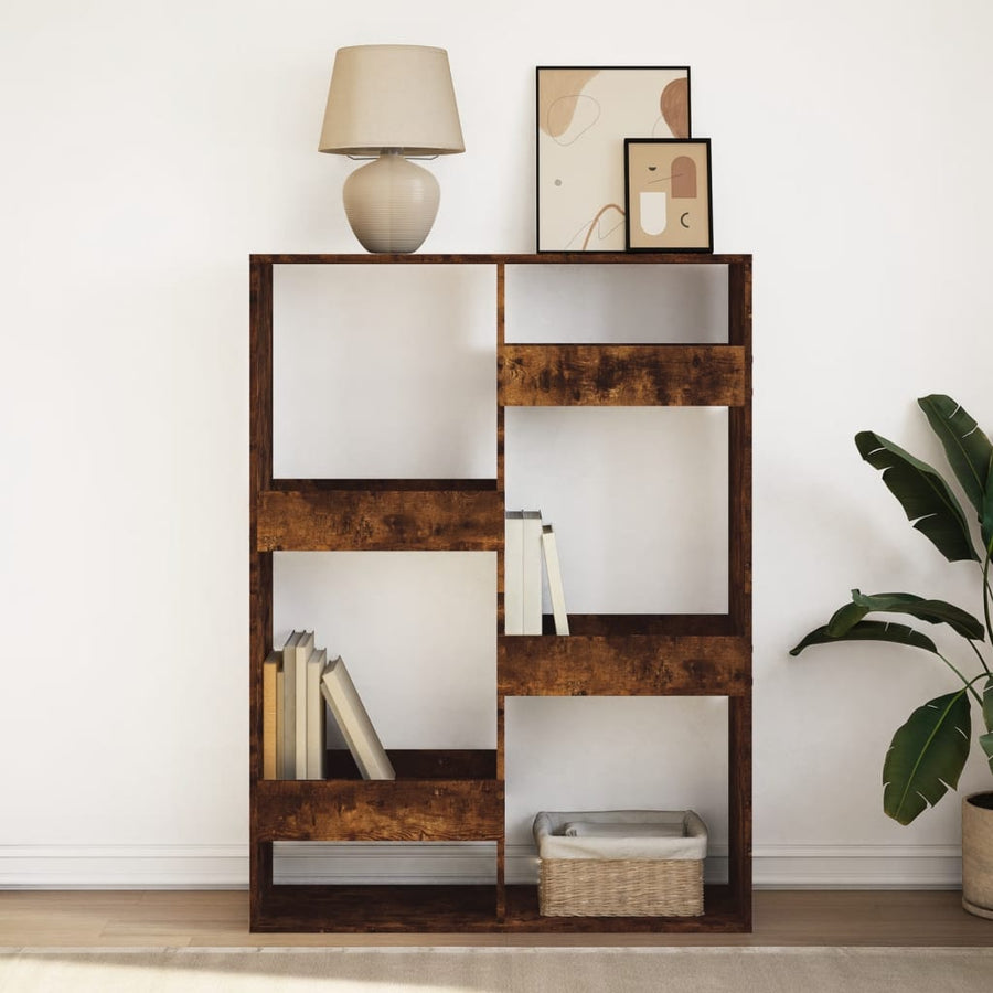 Boekenkast 100x33x135 cm bewerkt hout gerookt eikenkleurig