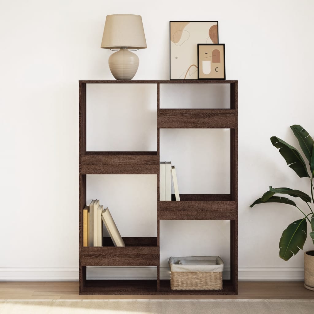 Boekenkast 100x33x135 cm bewerkt hout bruin eikenkleurig