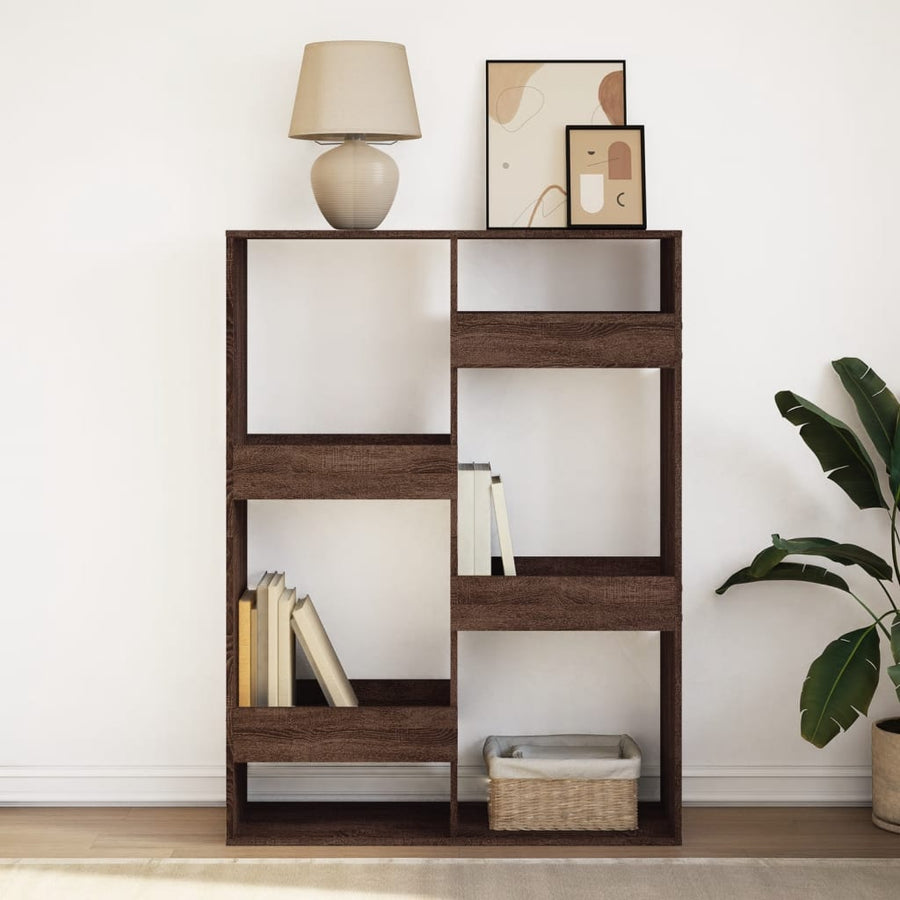 Boekenkast 100x33x135 cm bewerkt hout bruin eikenkleurig