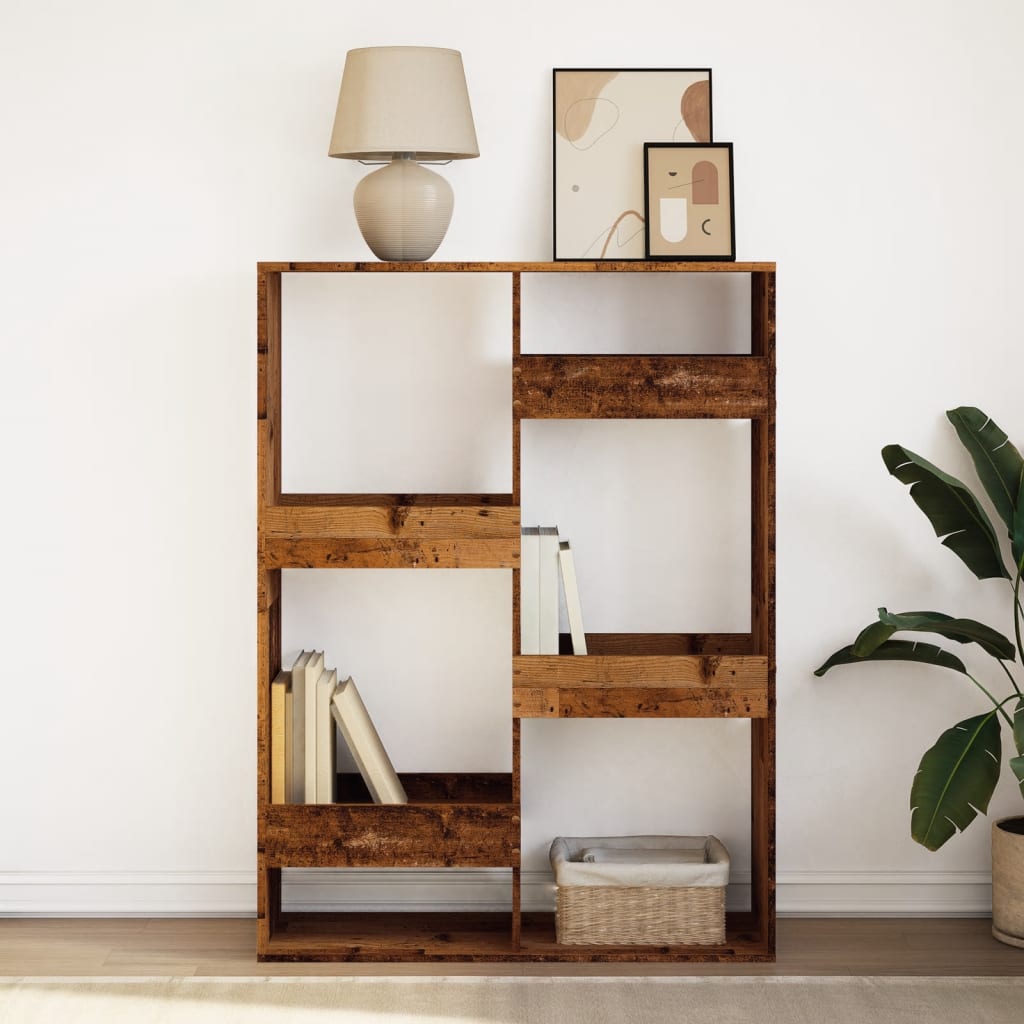 Boekenkast 100x33x135 cm bewerkt hout oud houtkleurig