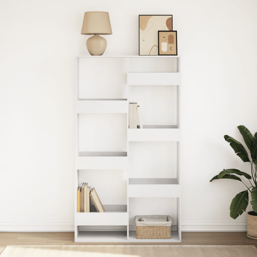 Boekenkast 100x33x175 cm bewerkt hout wit