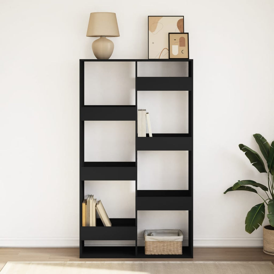 Boekenkast 100x33x175 cm bewerkt hout zwart