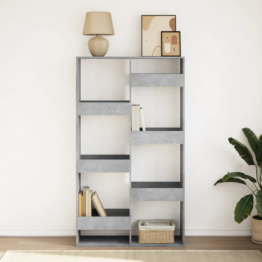 Boekenkast 100x33x175 cm bewerkt hout betongrijs