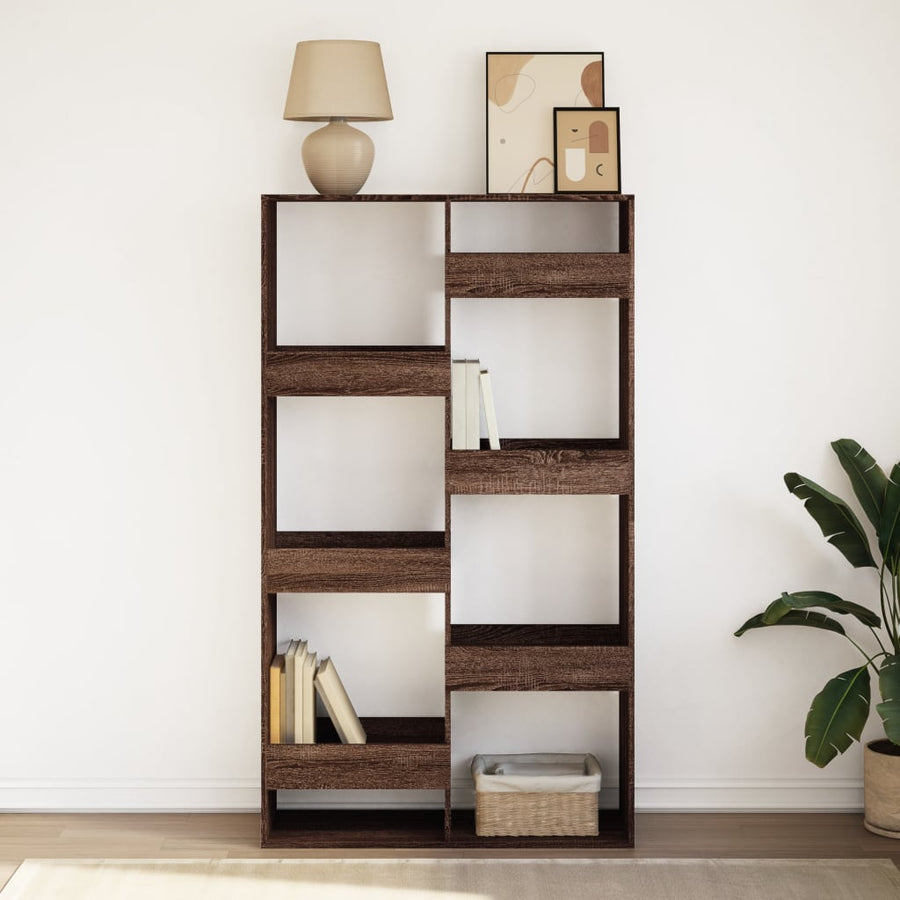Boekenkast 100x33x175 cm bewerkt hout bruin eikenkleurig