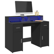 Bureau 120x55x91 cm bewerkt hout zwart met LED