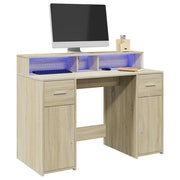 Bureau 120x55x91 cm sonoma eiken met LED
