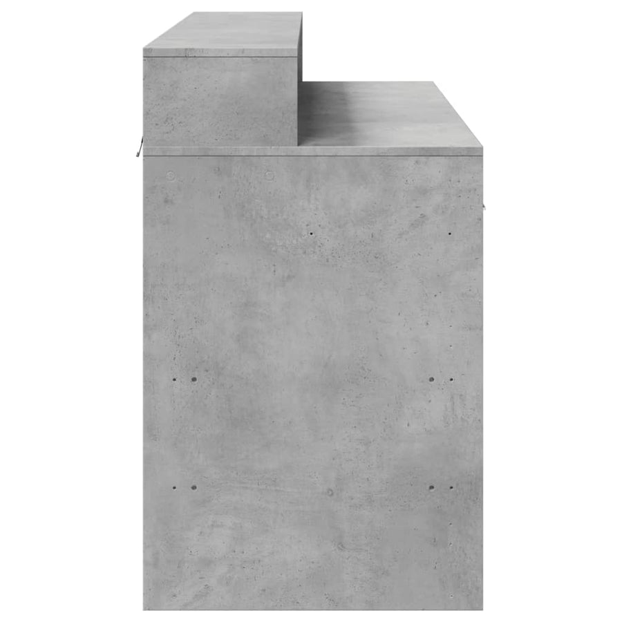 Bureau met LED-verlichting 120x55x91 cm bewerkt hout betongrijs