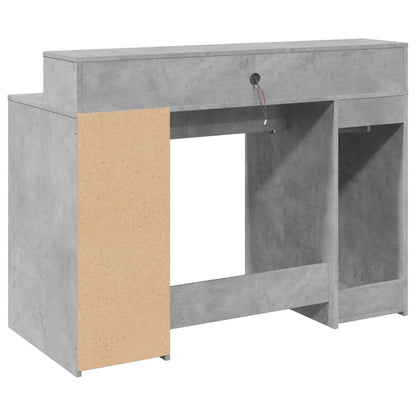 Bureau met LED-verlichting 120x55x91 cm bewerkt hout betongrijs