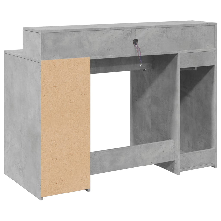 Bureau met LED-verlichting 120x55x91 cm bewerkt hout betongrijs