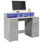 Bureau 120x55x91 cm bewerkt hout betongrijs met LED