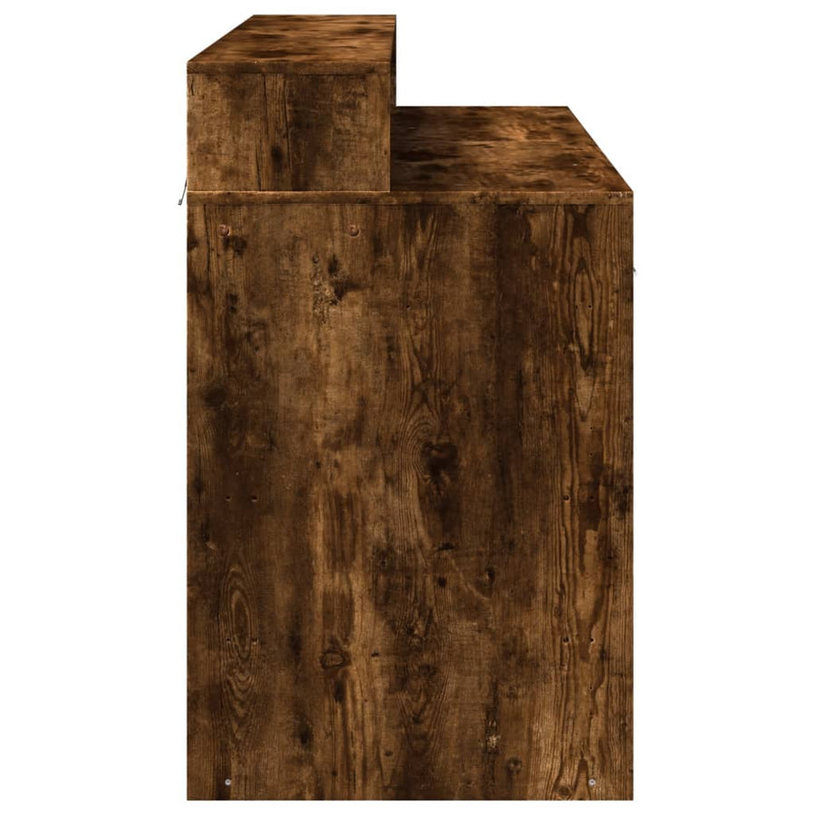 Bureau met LED-verlichting 120x55x91 cm hout gerookt eikenkleur