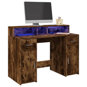Bureau 120x55x91 cm hout gerookt eiken LED