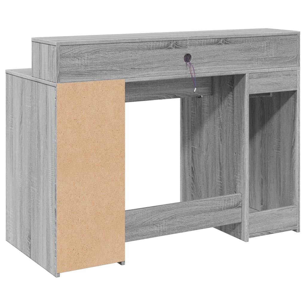 Bureau met LED-verlichting 120x55x91 cm hout grijs sonoma eiken