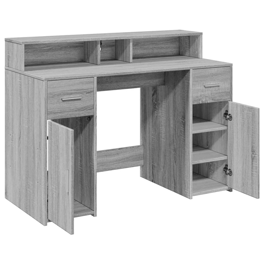 Bureau met LED-verlichting 120x55x91 cm hout grijs sonoma eiken