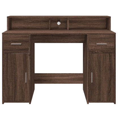 Bureau met LED-verlichting 120x55x91 cm hout bruin eikenkleurig