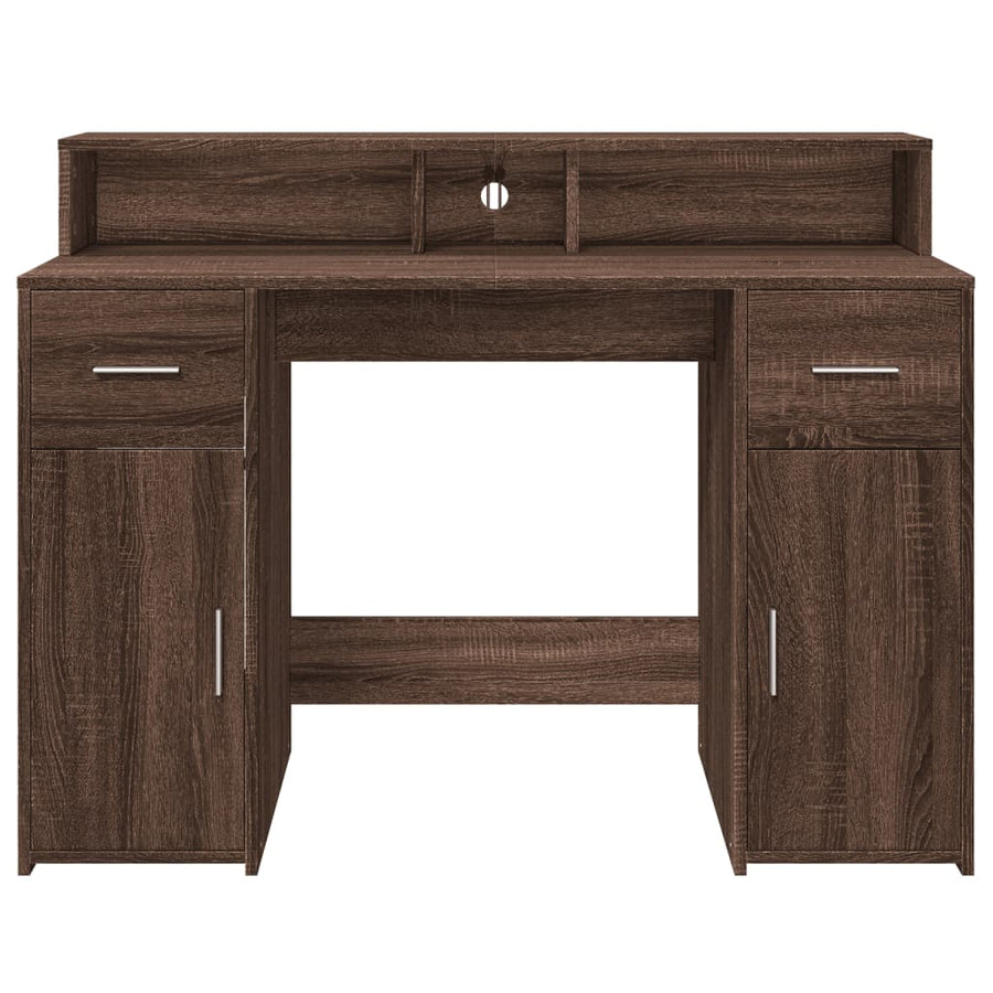 Bureau met LED-verlichting 120x55x91 cm hout bruin eikenkleurig