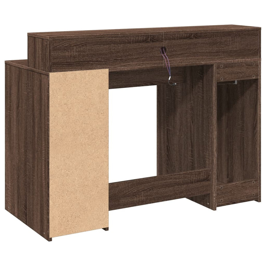 Bureau met LED-verlichting 120x55x91 cm hout bruin eikenkleurig