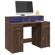 Bureau 120x55x91 cm hout bruin eiken met LED