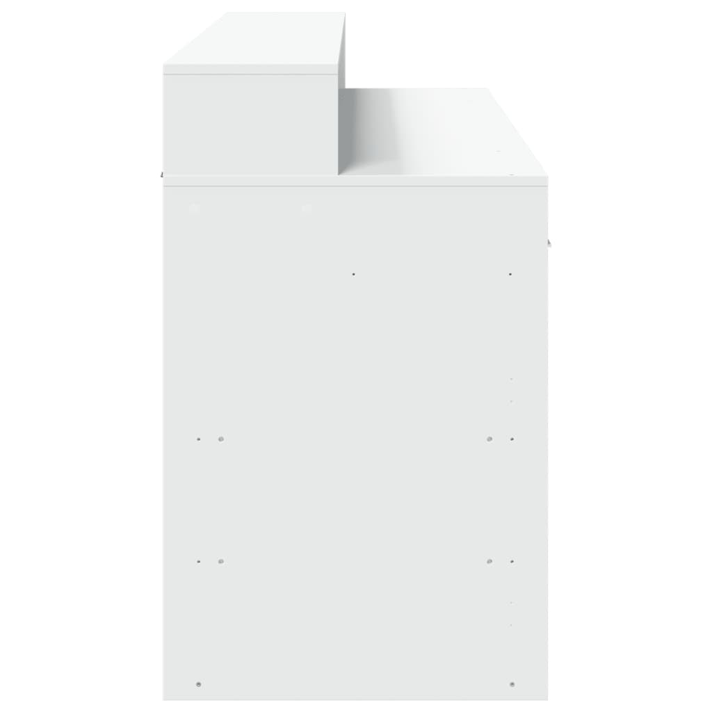 Bureau met LED-verlichting 140x55x91 cm bewerkt hout wit