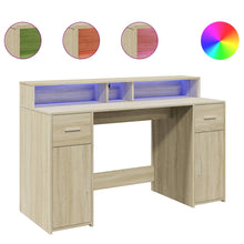 Bureau met LED-verlichting 140x55x91 cm hout sonoma eikenkleur