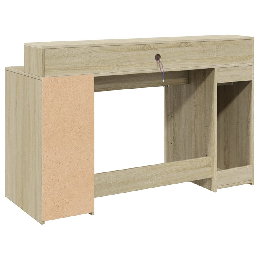 Bureau met LED-verlichting 140x55x91 cm hout sonoma eikenkleur