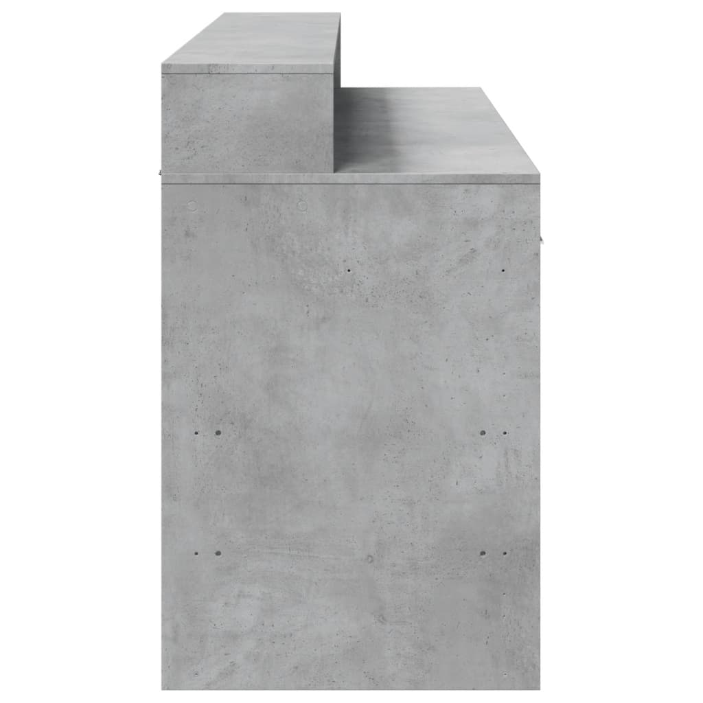 Bureau met LED-verlichting 140x55x91 cm bewerkt hout betongrijs